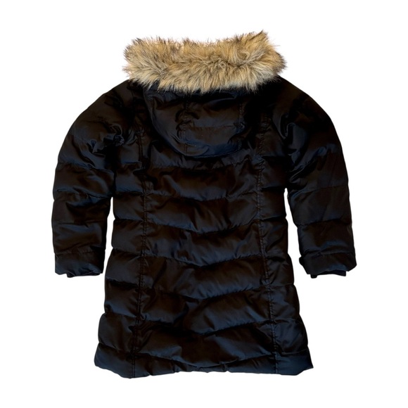Lands’ End Parka Fleece Lined Faux Fur Hood Black Jacket Coat Snow Winter 10/12 - Picture 3 of 16